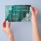 素朴な白いレース ターコイズブルーの納屋の木のフライヤー チラシ (ハンドル)