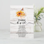 素朴な白い木の水彩画のパンプキンとひまわり 招待状 (スタンド正面)