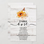素朴な白い木の水彩画のパンプキンとひまわり 招待状 (正面/裏面)