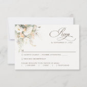 素朴な白い花の食事オプション ウェディング RSVP カード (正面)