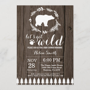 素朴な白くまのベビーシャワーの招待状 招待状