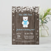 素朴な白くまの冬の男の子の誕生日の招待状 招待状 (スタンド正面)