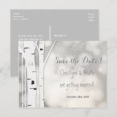 素朴な白樺の木の冬の雪の景色 保存日付 ポストカード (正面/裏面)