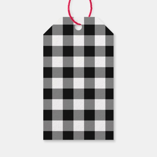 素朴な白黒の格子模様のクリスマス ギフトタグ (裏面)
