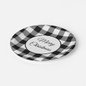 素朴な白黒の格子模様のクリスマス ペーパープレート (アングル)