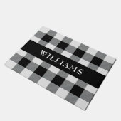 素朴な白黒バッファローの点検のモノグラム ドアマット (アングル)