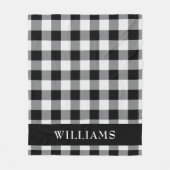 素朴な白黒バッファローの点検のモノグラム フリースブランケット (正面)