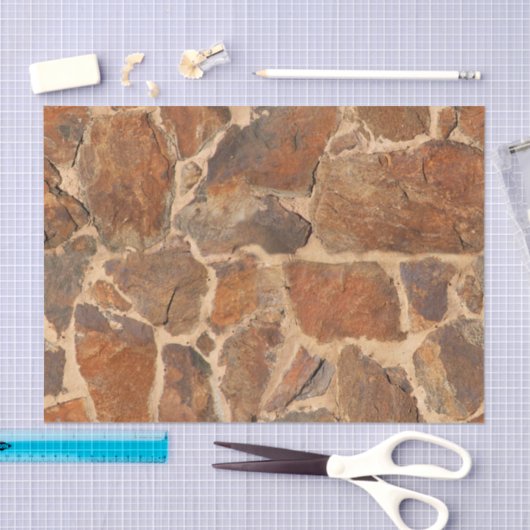 素朴な石塀の構造の地質学の暖かい白熱 薄葉紙 (クラフト)