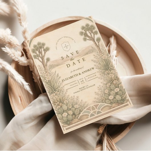 素朴な砂漠の草原のウェディング セーブザデート