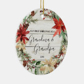 素朴な祖母及び祖父の初めてのクリスマスのオーナメント セラミックオーナメント (右)