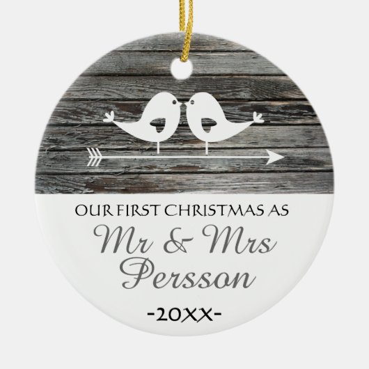 素朴な私達の初めてのクリスマスのオーナメント-愛鳥- セラミックオーナメント (正面)