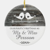 素朴な私達の初めてのクリスマスのオーナメント-愛鳥- セラミックオーナメント (裏面)