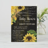 素朴な秋のひまわりウッドライトベイビーシャワー 招待状 (スタンド正面)