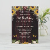 素朴な秋のひまわりウッドライト 21歳の誕生日 招待状 (スタンド正面)