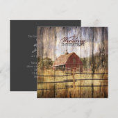 素朴な秋のウェスタンカントリー赤い納屋の結婚式 招待状 (正面/裏面)