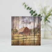 素朴な秋のウェスタンカントリー赤い納屋の結婚式 招待状 (スタンド正面)