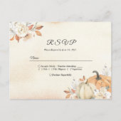 素朴な秋のオレンジ色のカボチャと花 インビテーションポストカード (正面)