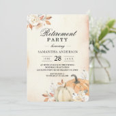 素朴な秋のオレンジ色のカボチャと花 招待状 (スタンド正面)