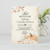 素朴な秋のオレンジ色のカボチャと花 招待状 (スタンド正面)