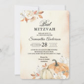 素朴な秋のオレンジ色のカボチャと花 招待状 (正面)