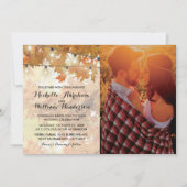 素朴な秋のオータムツリー ライト フォト ウェディング 招待状 (正面)