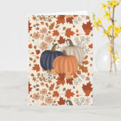 素朴な秋のオータムパンプキン ワイルドフラワーズ 葉 カード (黄色い花)