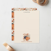 素朴な秋のオータムパンプキン ワイルドフラワーズ 葉 ノートカード (正面/裏面インサイチュ)