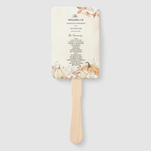 素朴な秋のカボチャと花 ハンドファン (正面)