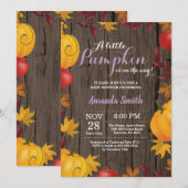 素朴な秋のカボチャの女の子の赤ちゃんシャワー招待状 招待状 (正面/裏面)