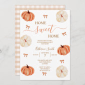 素朴な秋のカボチャの新築祝いパーティー 招待状 (正面/裏面)