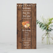 素朴な秋のカボチャの木のウェディングプログラムの詳細 招待状 (スタンド正面)