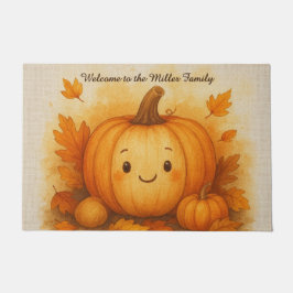 素朴な秋のカボチャの歓迎の名前 ドアマット