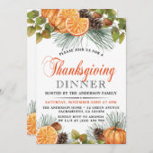 素朴な秋のカボチャ感謝祭の食事 招待状 (正面/裏面)