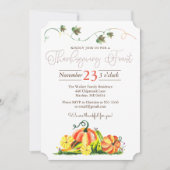 素朴な秋のカボチャ 感謝祭の食事 招待状 (正面)