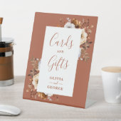 素朴な秋のテラコッタ フラワー カード & ギフト 台座サイン (インサイチュ)