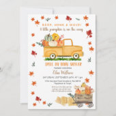 素朴な秋のトラック　パンプキン　ドライブバイ　ベイビーシャワー 招待状 (正面)