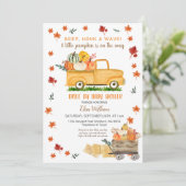 素朴な秋のトラック　パンプキン　ドライブバイ　ベイビーシャワー 招待状 (スタンド正面)