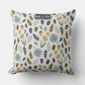 素朴な秋のモノグラム　秋の結婚式　スロー枕 クッション (正面)