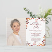 素朴な秋のライフセレブレーション 葬儀 フォト 招待状 (スタンド正面)