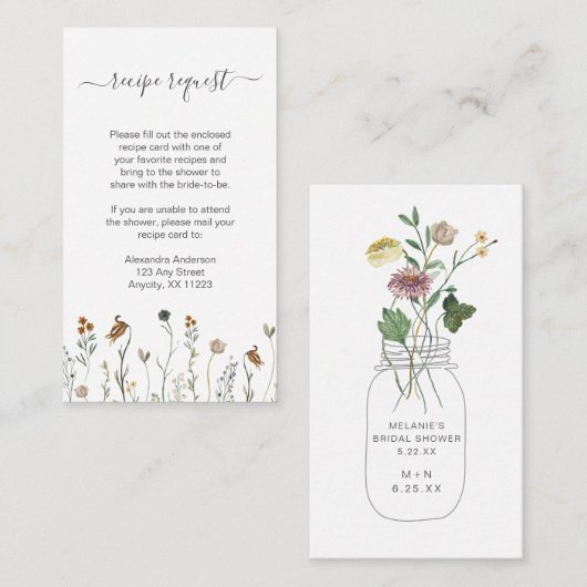 素朴な秋のワイルドフラワー料理のリクエスト エンクロージャーカード (正面/裏面)