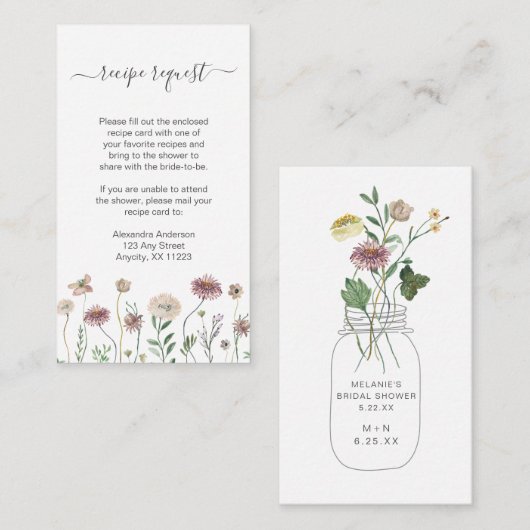 素朴な秋のワイルドフラワー レシピ依頼同封 エンクロージャーカード (正面/裏面)