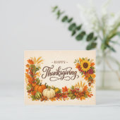 素朴な秋の収穫　ハッピーサンクスギビング シーズンポストカード (スタンド正面)
