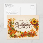 素朴な秋の収穫　ハッピーサンクスギビング シーズンポストカード (正面/裏面)