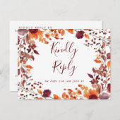 素朴な秋の季節の歌リクエスト返信はがき インビテーションポストカード (正面/裏面)