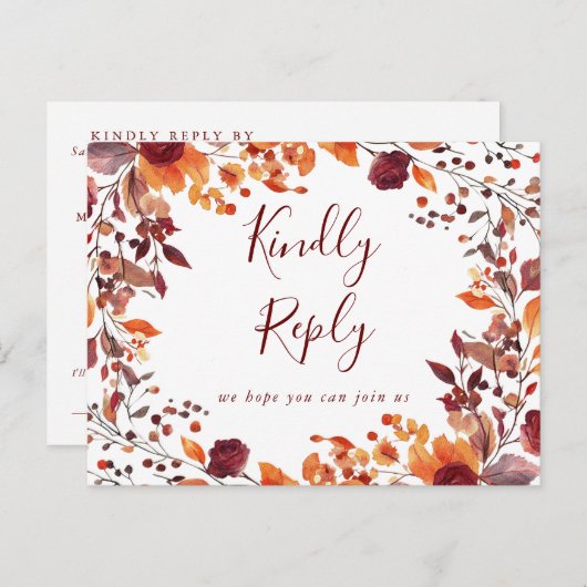 素朴な秋の季節の歌リクエスト返信はがき インビテーションポストカード (正面/裏面)