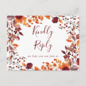 素朴な秋の季節の歌リクエスト返信はがき インビテーションポストカード (正面)