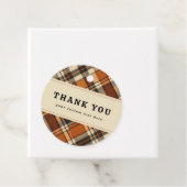 素朴な秋の小屋風チェック柄写真ありがとうカード フェイバータグ (インサイチュ)