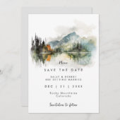 素朴な秋の山の結婚式の日付カードを保存 サンキューカード (正面/裏面)