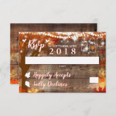 素朴な秋の恋の返信カード 招待状 (正面/裏面)