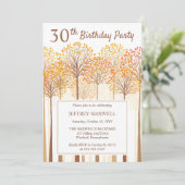素朴な秋の木々 テラコッタ 30歳の誕生日パーティー 招待状 (スタンド正面)